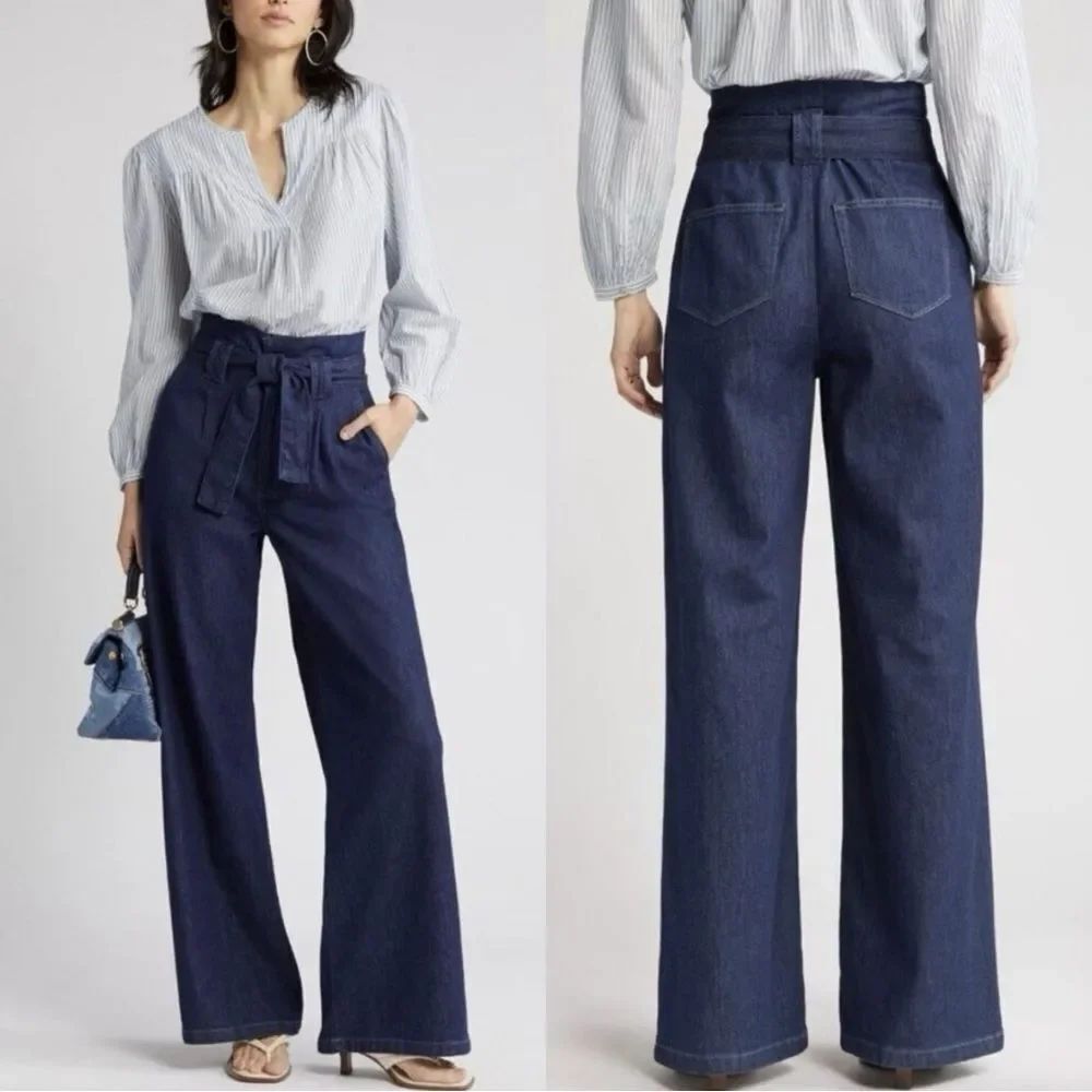 NWT PAIGE 30 inch Harper Flutter Waistband in “Baltimore” dark wash